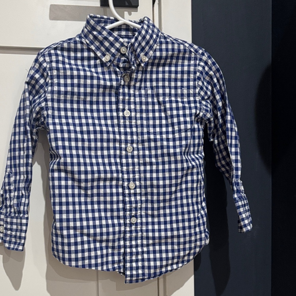 Crewcuts Navy and White Checkered Button Down Shirt